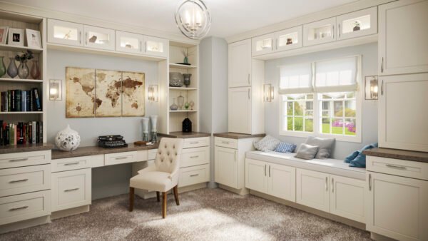 SA-U308424 Raised Panel Antique White Tall Cabinets