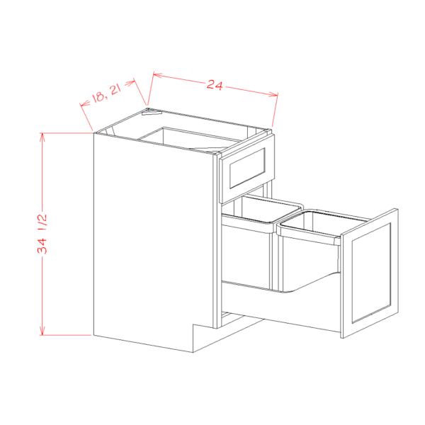 SG-B21FHTCPO Shaker Grey Base Cabinets
