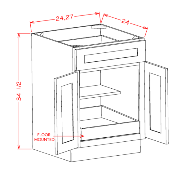 CS-B271RS Raised Panel Saddle Base Cabinets