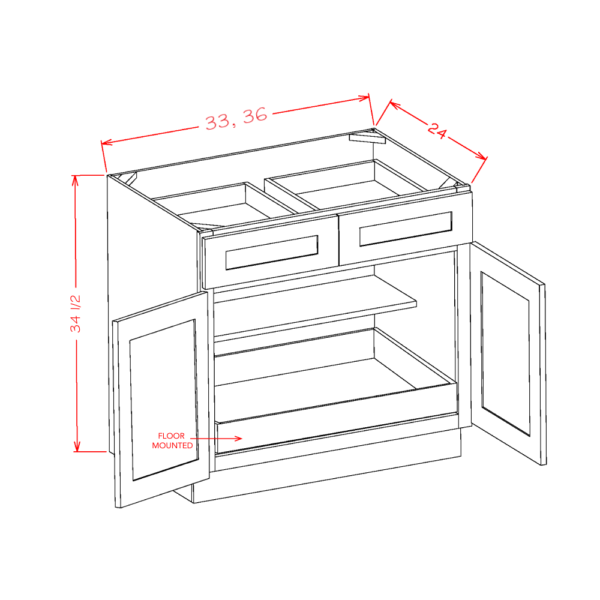 CS-B331RS Raised Panel Saddle Base Cabinets