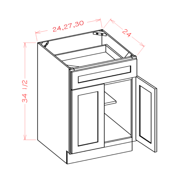 CS-B24 Raised Panel Saddle Base Cabinets