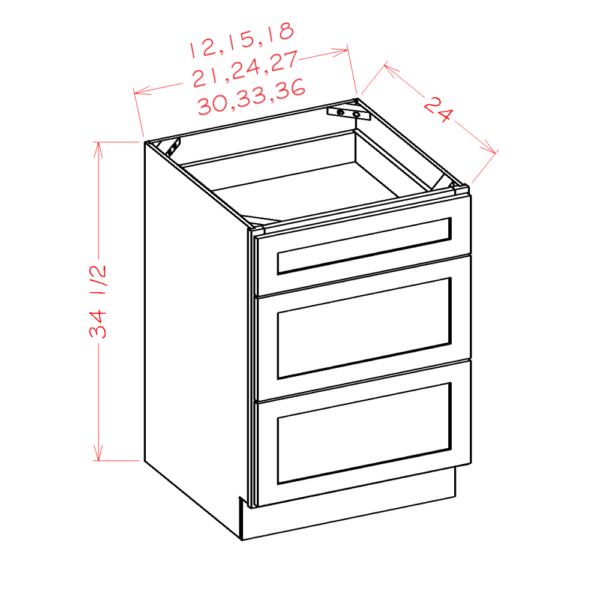 SB-3DB21 Shaker BLACK Base Cabinets
