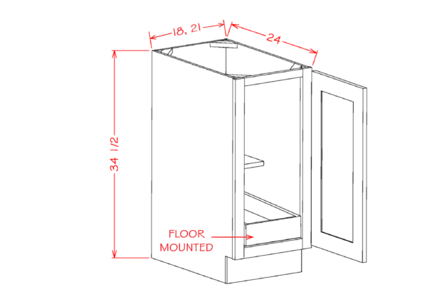 SG-B36FH1RS Shaker Grey Base Cabinets