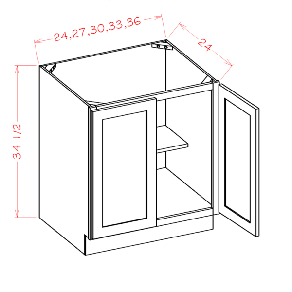 CS-B27FH Raised Panel Saddle Base Cabinets