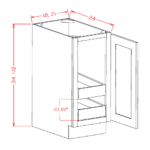 SG-B18FH2RS Shaker Grey Base Cabinets