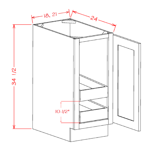 SG-B18FH2RS Shaker Grey Base Cabinets