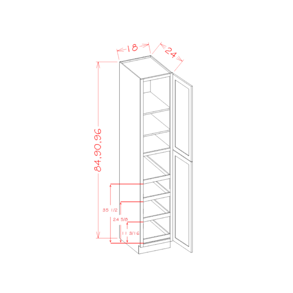 SW-U1884244RS Shaker White Tall Cabinets