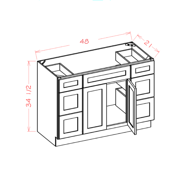 CS-VDDB48 Raised Panel Saddle Vanities
