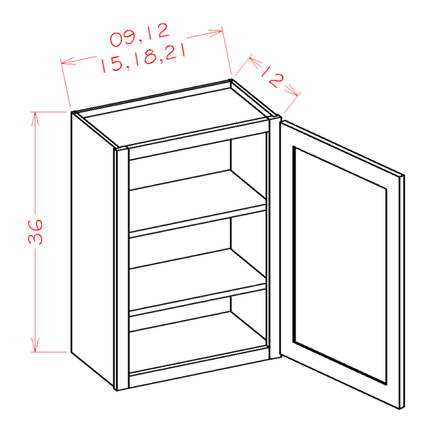 CS-W0936 Raised Panel Saddle Wall Cabinets