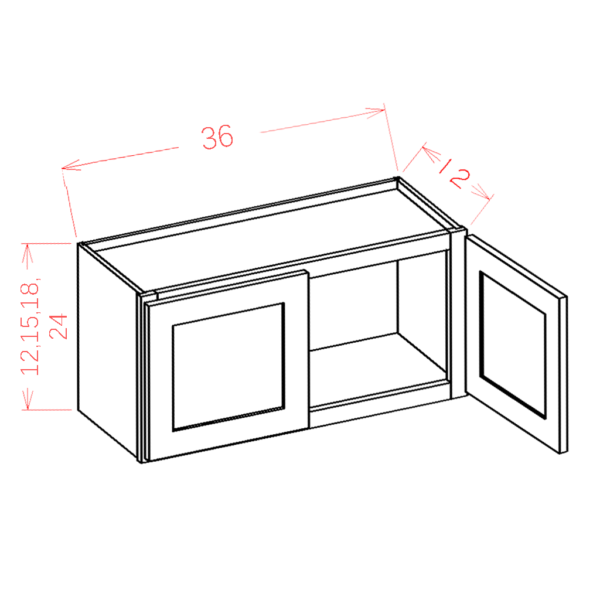 CS-W3618 Raised Panel Saddle Wall Cabinets