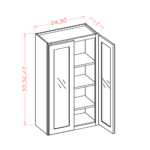 CW-W2430GD Raised Panel Antique White Wall Cabinets