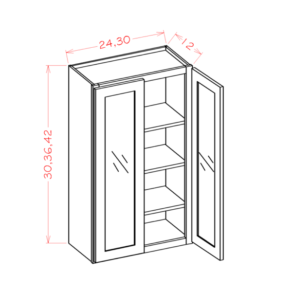 CW-W2430GD Raised Panel Antique White Wall Cabinets